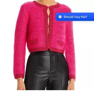 NWT Alice and Olivia Noella Sequin Embellished Bouclé Cardigan (L)